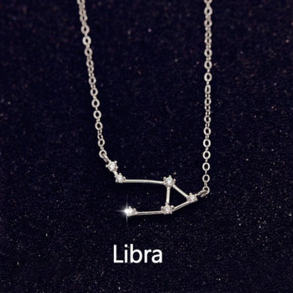 925 Sterling Silver Diamond Zodiac Necklace--Libra - Picture 1 of 3